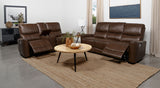 Tampa Furniture Outlet - Coaster - Greenfield 2-piece Power Reclining Sofa Set Saddle Brown - 610264P-S2