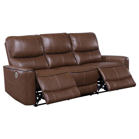 Tampa Furniture Outlet - Coaster - Greenfield 3-piece Power Reclining Sofa Set Saddle Brown - 610264P-S3
