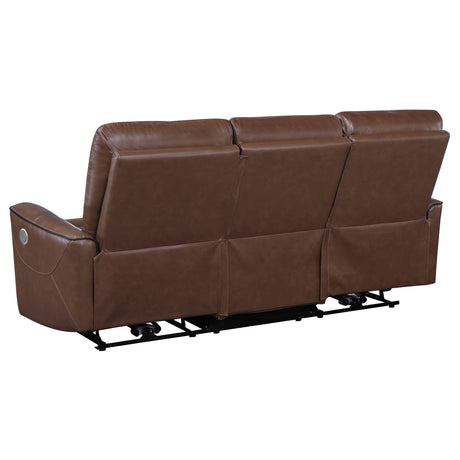 Greenfield 3-piece Power Reclining Sofa Set Saddle Brown - Tampa Furniture Outlet