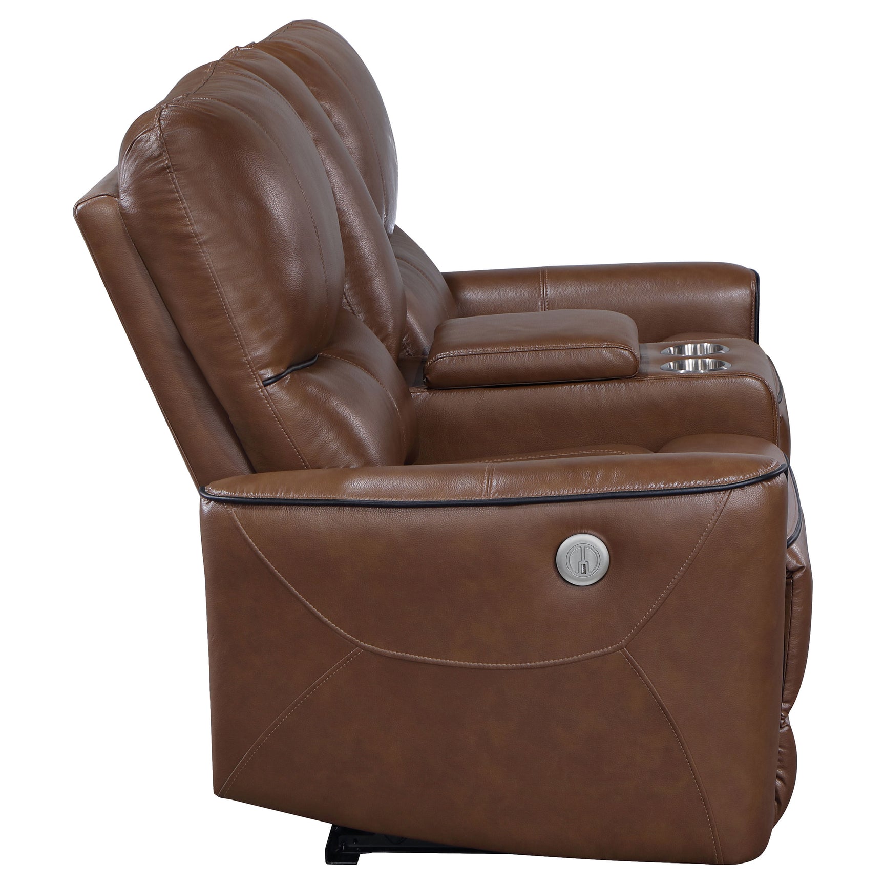 Greenfield Upholstered Power Reclining Loveseat Saddle Brown - Tampa Furniture Outlet
