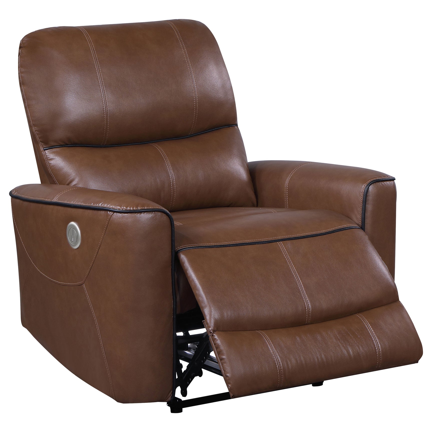 Greenfield Upholstered Power Recliner Chair Saddle Brown - Tampa Furniture Outlet