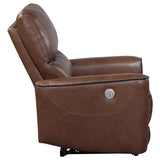 Greenfield Upholstered Power Recliner Chair Saddle Brown - Tampa Furniture Outlet