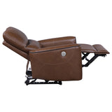 Greenfield Upholstered Power Recliner Chair Saddle Brown - Tampa Furniture Outlet
