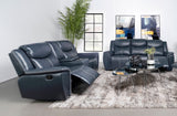Tampa Furniture Outlet - Coaster - Sloane 2-piece Upholstered Reclining Sofa Set Blue - 610271-S2