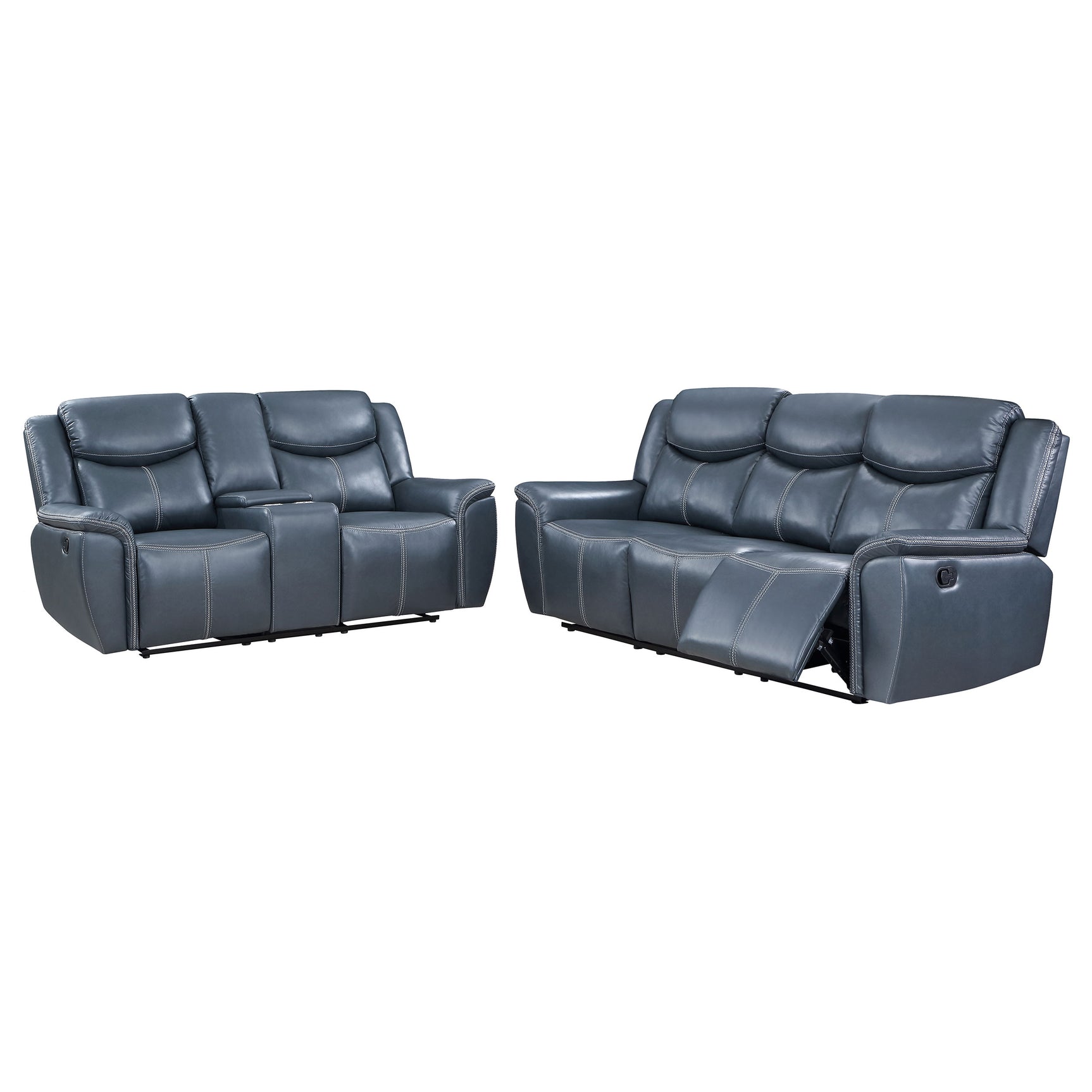 Sloane 2-piece Upholstered Reclining Sofa Set Blue - Tampa Furniture Outlet