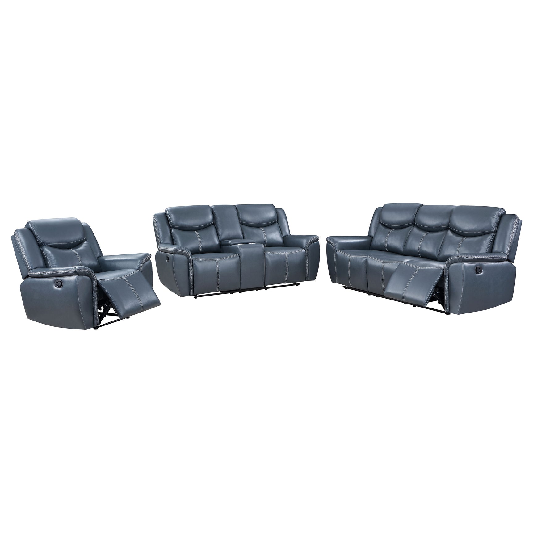 Sloane 3-piece Upholstered Reclining Sofa Set Blue - Tampa Furniture Outlet