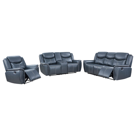 Sloane 3-piece Upholstered Reclining Sofa Set Blue - Tampa Furniture Outlet