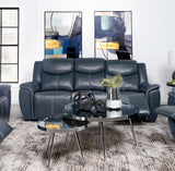 Sloane Upholstered Padded Arm Reclining Sofa Blue - Tampa Furniture Outlet