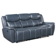 Tampa Furniture Outlet - Coaster - Sloane Upholstered Padded Arm Reclining Sofa Blue - 610271