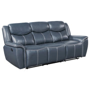 Tampa Furniture Outlet - Coaster - Sloane Upholstered Padded Arm Reclining Sofa Blue - 610271
