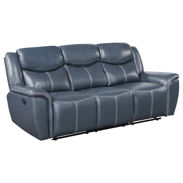 Tampa Furniture Outlet - Coaster - Sloane Upholstered Padded Arm Reclining Sofa Blue - 610271