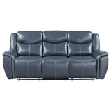 Sloane Upholstered Padded Arm Reclining Sofa Blue - Tampa Furniture Outlet