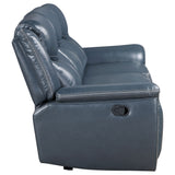Sloane Upholstered Padded Arm Reclining Sofa Blue - Tampa Furniture Outlet