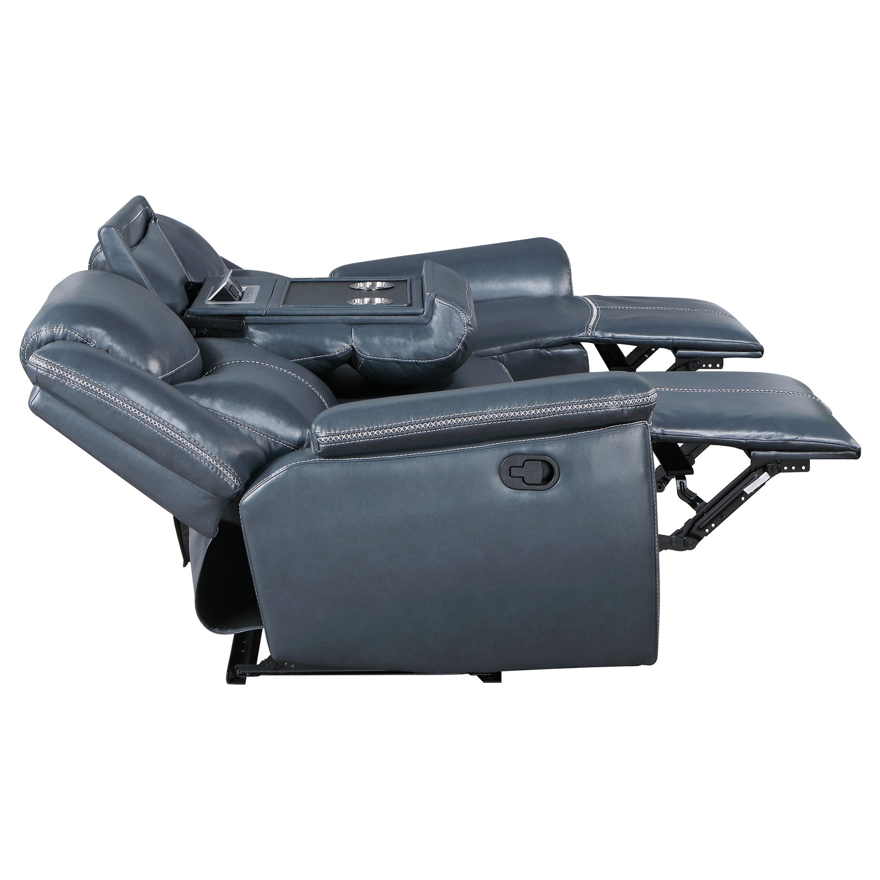 Sloane Upholstered Padded Arm Reclining Sofa Blue - Tampa Furniture Outlet