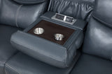 Sloane Upholstered Padded Arm Reclining Sofa Blue - Tampa Furniture Outlet