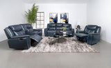 Sloane Upholstered Padded Arm Reclining Sofa Blue - Tampa Furniture Outlet
