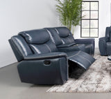 Sloane Upholstered Padded Arm Reclining Loveseat Blue - Tampa Furniture Outlet
