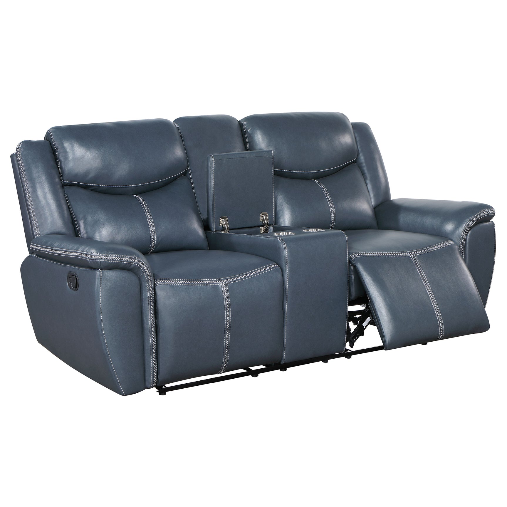 Sloane Upholstered Padded Arm Reclining Loveseat Blue - Tampa Furniture Outlet