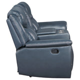 Sloane Upholstered Padded Arm Reclining Loveseat Blue - Tampa Furniture Outlet