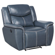 Tampa Furniture Outlet - Coaster - Sloane Upholstered Padded Arm Recliner Chair Blue - 610273