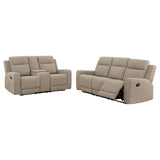 Brentwood 2-piece Upholstered Reclining Sofa Set Taupe - Tampa Furniture Outlet
