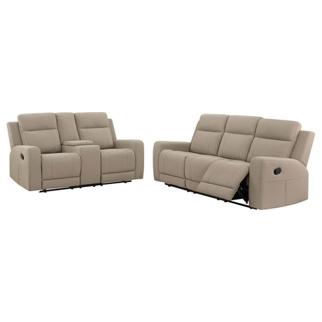 Brentwood 2-piece Upholstered Reclining Sofa Set Taupe - Tampa Furniture Outlet