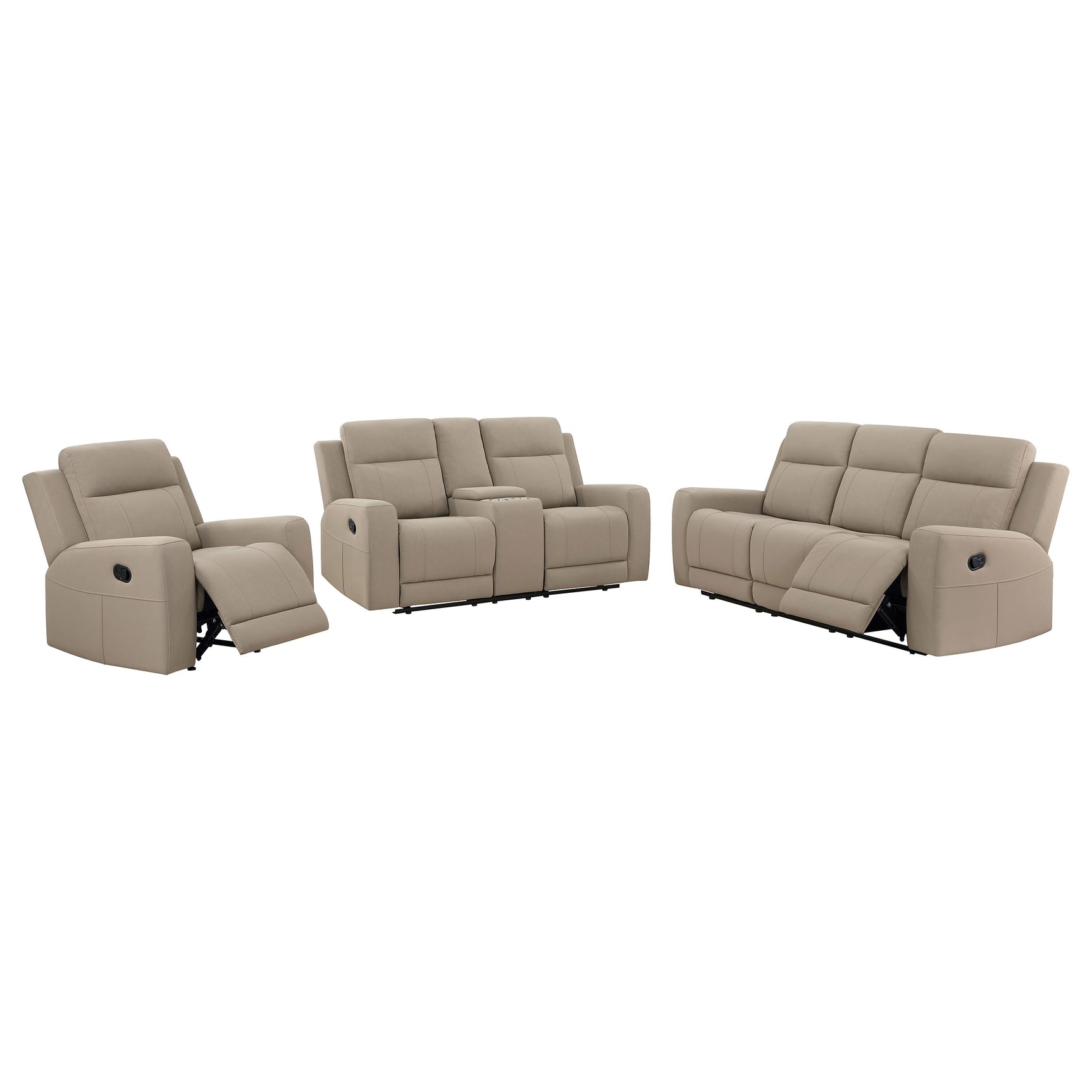 Brentwood 3-piece Upholstered Reclining Sofa Set Taupe - Tampa Furniture Outlet