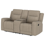 Brentwood Upholstered Motion Reclining Loveseat Taupe - Tampa Furniture Outlet