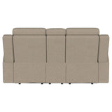 Brentwood Upholstered Motion Reclining Loveseat Taupe - Tampa Furniture Outlet