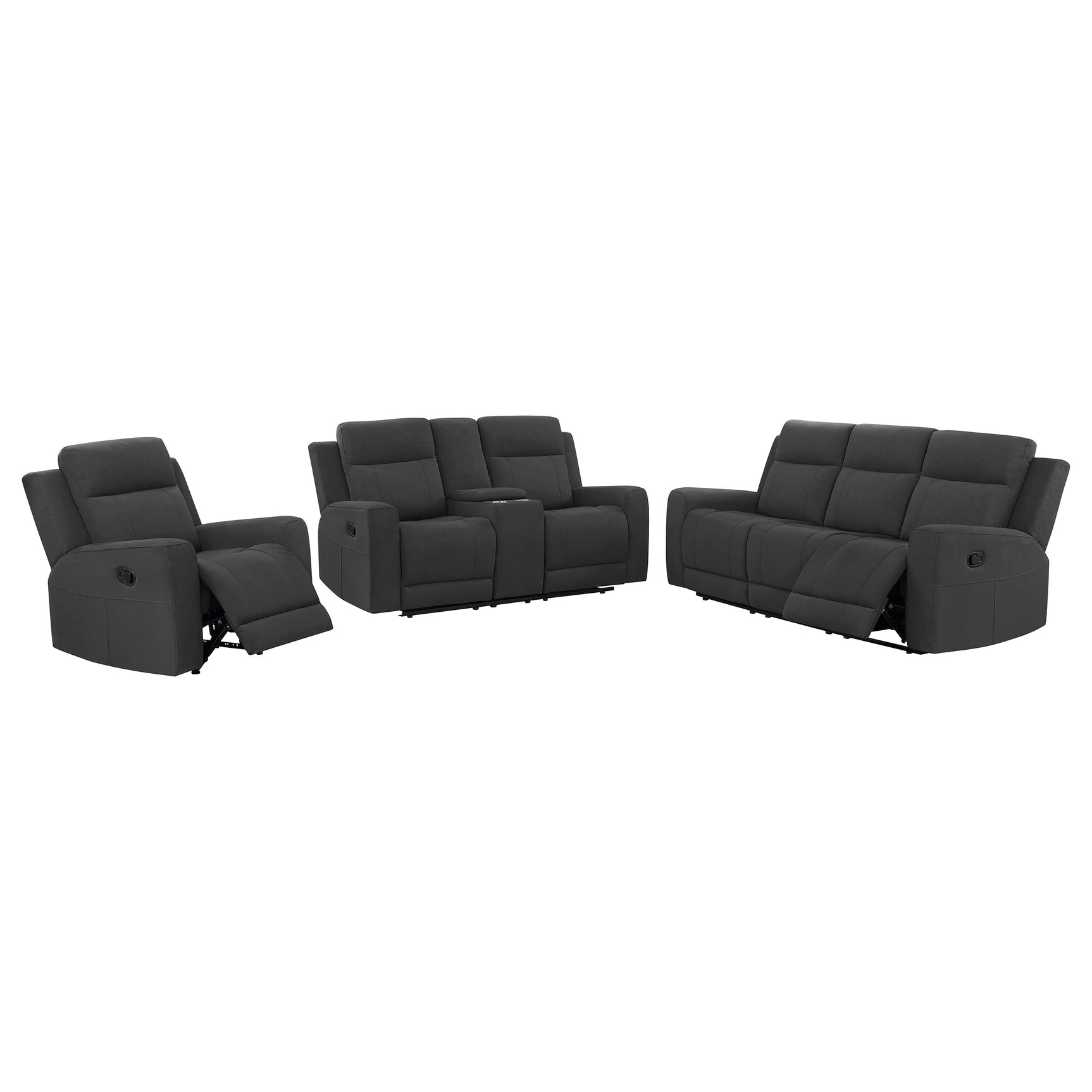 Brentwood 3-piece Upholstered Reclining Sofa Set Charcoal - Tampa Furniture Outlet