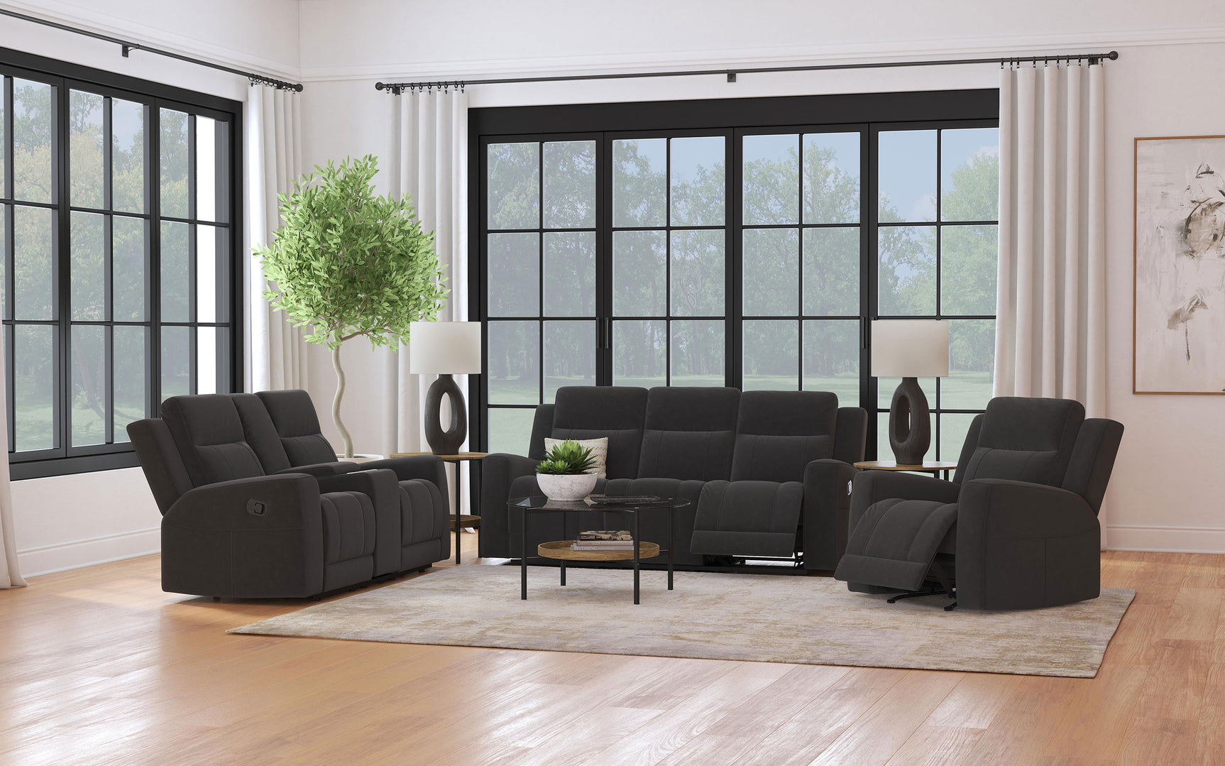 Brentwood Upholstered Reclining Loveseat Dark Charcoal - Tampa Furniture Outlet
