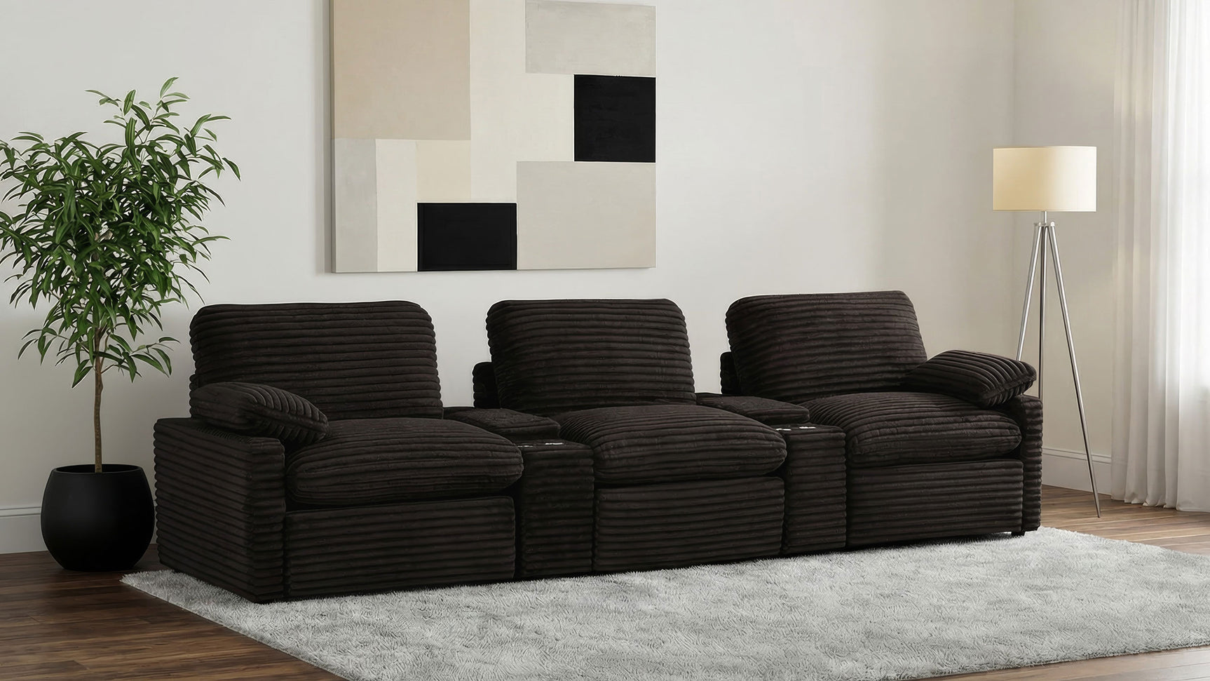 Tampa Furniture Outlet - Coaster - Collins 5-Piece Power Reclining Home Theater Seating Chocolate Brown - 610351PT