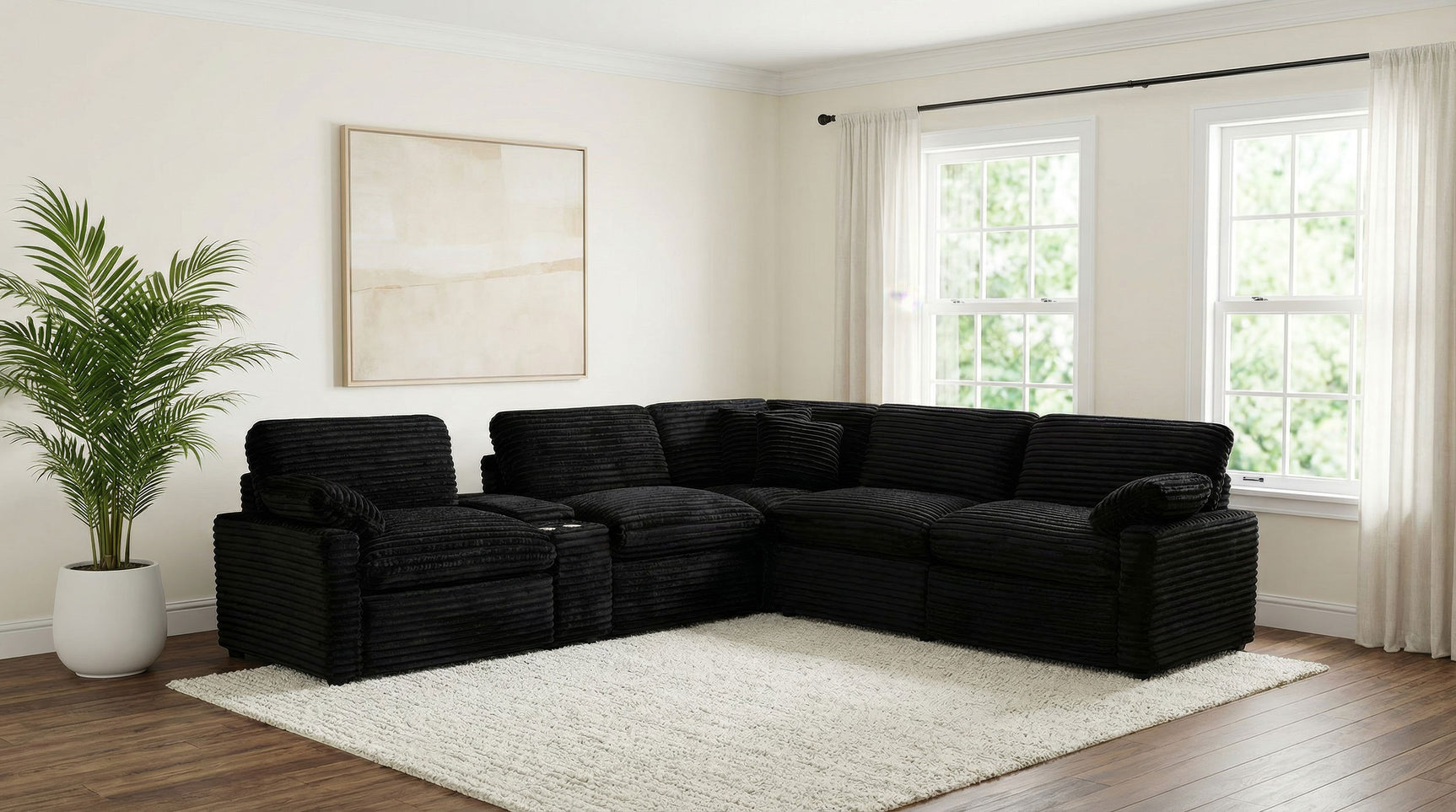 Tampa Furniture Outlet - Coaster - Collins 6-piece Modular Power Reclining Sectional Black - 610360P-SET
