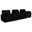 Tampa Furniture Outlet - Coaster - Collins 5-Piece Power Reclining Home Theater Seating Black - 610361PT