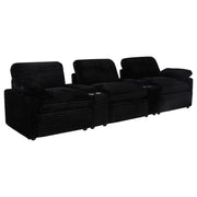 Tampa Furniture Outlet - Coaster - Collins 5-Piece Power Reclining Home Theater Seating Black - 610361PT