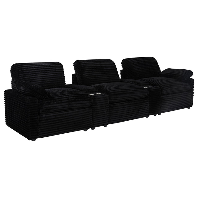 Tampa Furniture Outlet - Coaster - Collins 5-Piece Power Reclining Home Theater Seating Black - 610361PT