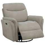 Tampa Furniture Outlet - Coaster - Adler Upholstered Power Swivel Glider Recliner Greige - 610423P