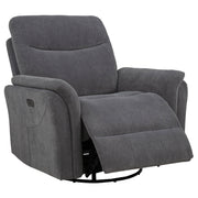 Tampa Furniture Outlet - Coaster - Adler Upholstered Power Swivel Glider Recliner Charcoal Grey - 610443P
