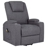 Tampa Furniture Outlet - Coaster - Louie Chenille Upholstered Power Lift Massage Chair Grey - 610453P