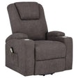 Tampa Furniture Outlet - Coaster - Louie Chenille Upholstered Power Lift Massage Chair Brown - 610463P