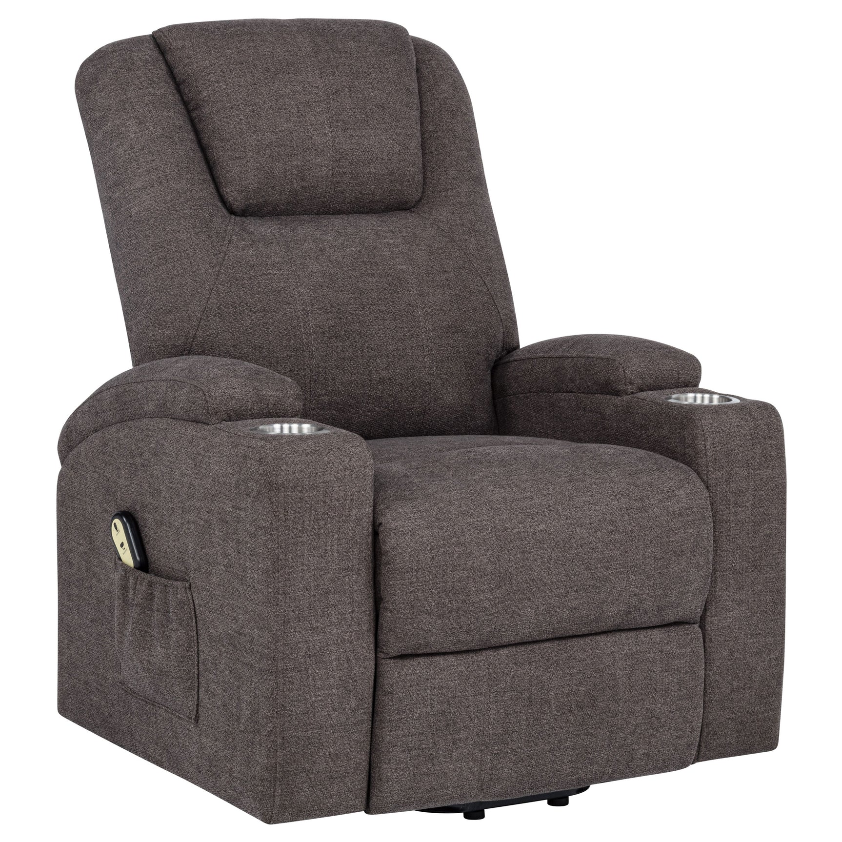 Tampa Furniture Outlet - Coaster - Louie Chenille Upholstered Power Lift Massage Chair Brown - 610463P