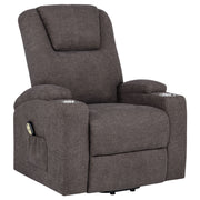Tampa Furniture Outlet - Coaster - Louie Chenille Upholstered Power Lift Massage Chair Brown - 610463P