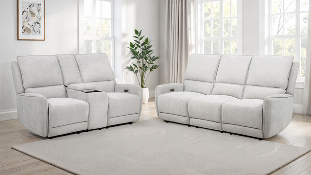 Tampa Furniture Outlet - Coaster - Sylmar 2-piece Chenille Power Reclining Sofa Set Dove Grey - 610521P-S2