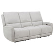 Tampa Furniture Outlet - Coaster - Sylmar Chenille Upholstered Power Reclining Sofa Dove Grey - 610521P