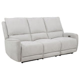Tampa Furniture Outlet - Coaster - Sylmar Chenille Upholstered Power Reclining Sofa Dove Grey - 610521P