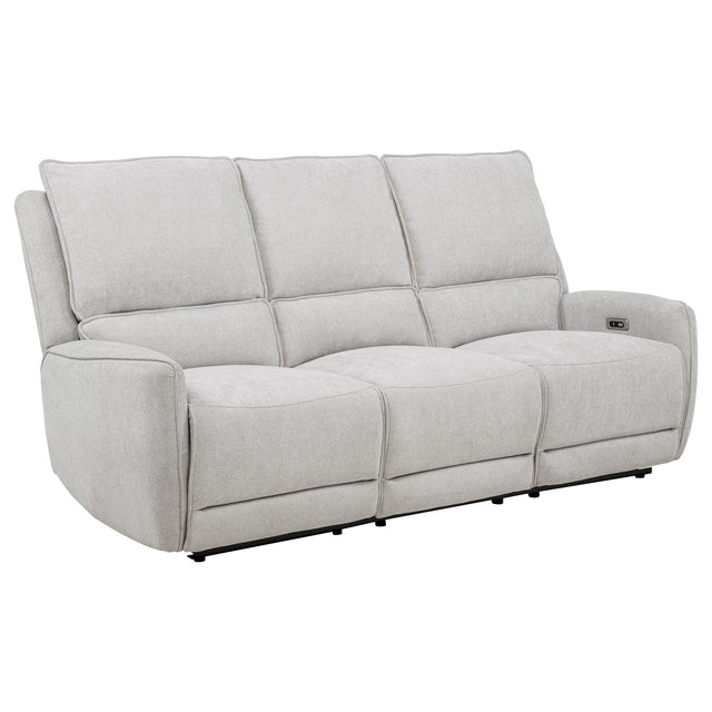 Tampa Furniture Outlet - Coaster - Sylmar Chenille Upholstered Power Reclining Sofa Dove Grey - 610521P