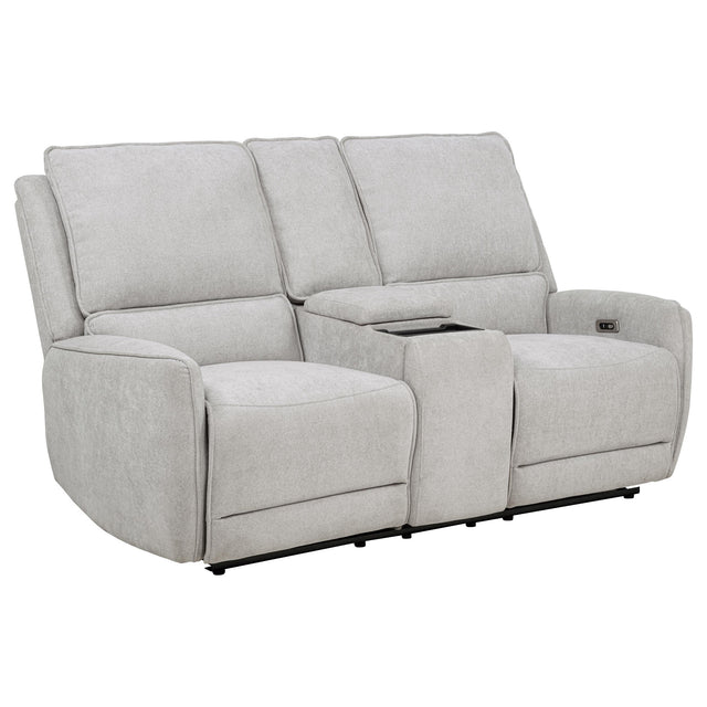 Tampa Furniture Outlet - Coaster - Sylmar Chenille Upholstered Power Reclining Loveseat Dove Grey - 610522P