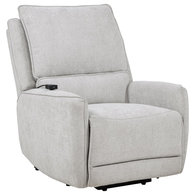 Tampa Furniture Outlet - Coaster - Sylmar Chenille Upholstered Dual Power Lift Recliner Dove Grey - 610524PP