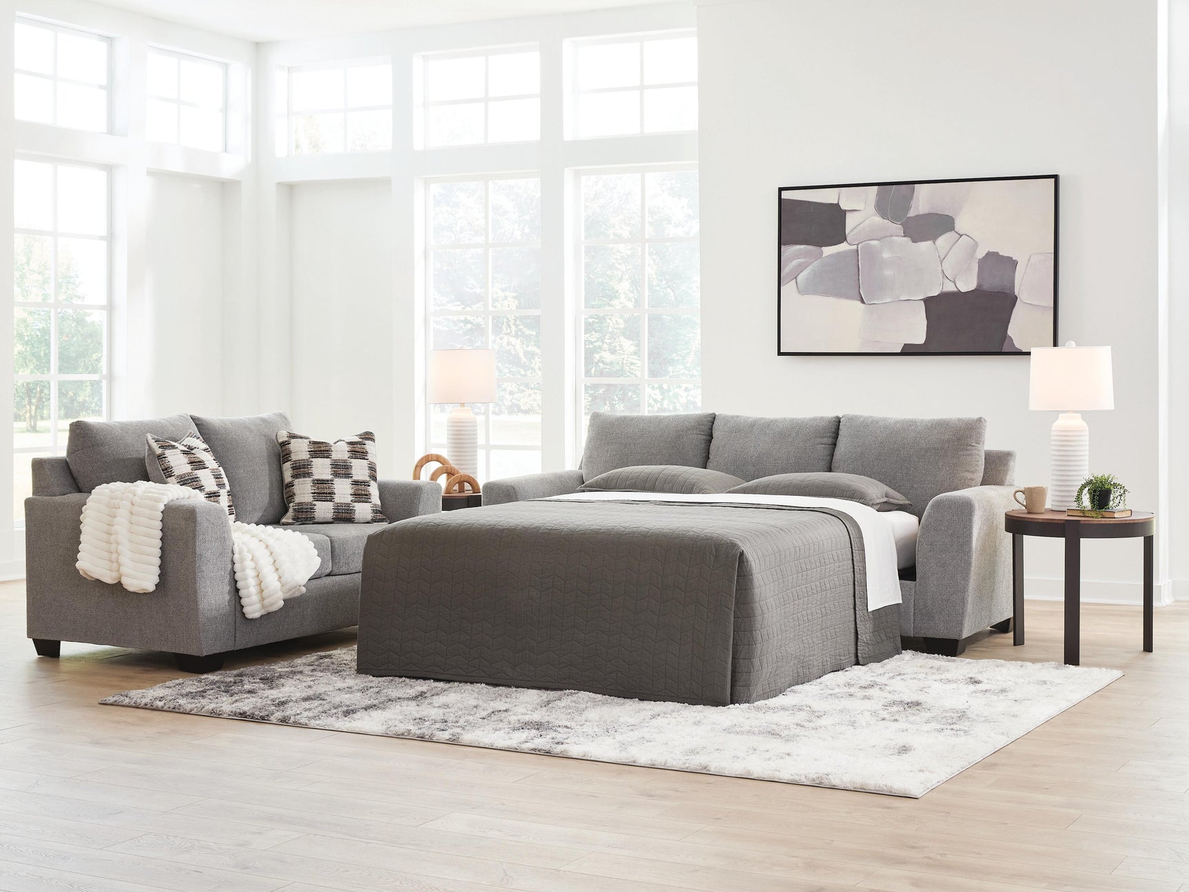 Tampa Furniture Outlet - Ashley Furniture - Loreo Living Room - Queen Sofa Sleeper / Flint - 6310339