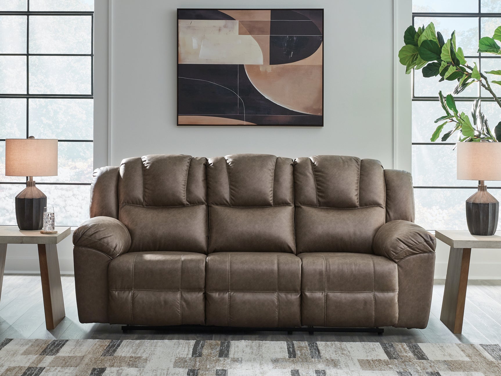Tampa Furniture Outlet - Ashley Furniture - Lowilla Living Room - Reclining Sofa / Driftwood - PC6450688